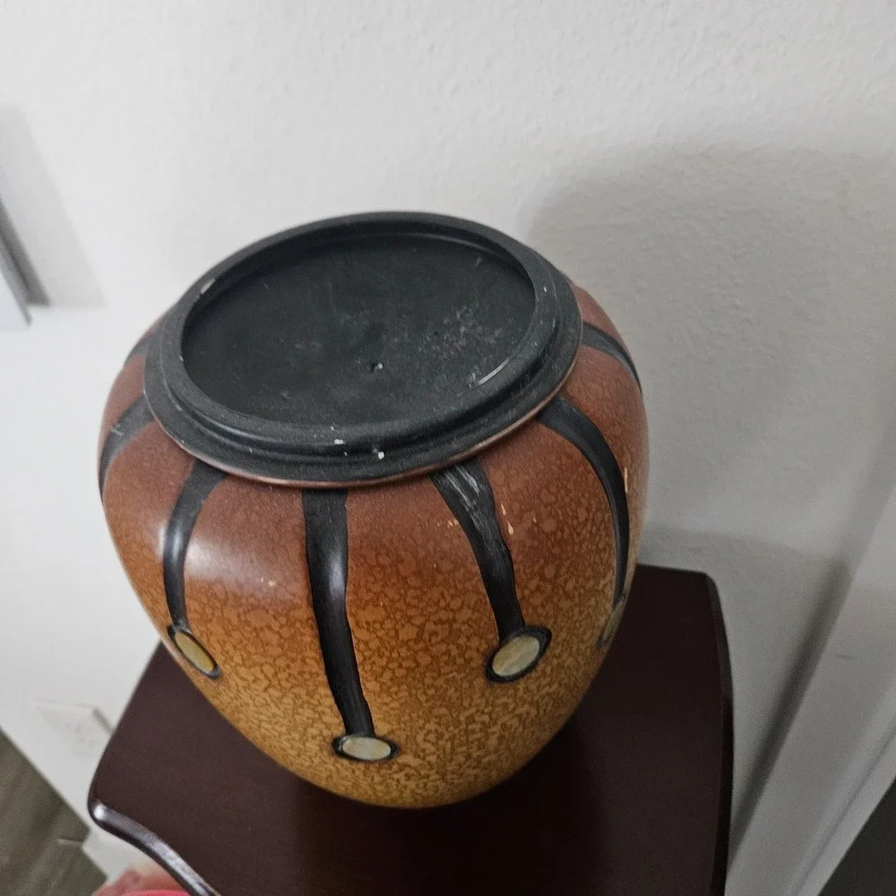 Brown Ginger Jar Decorative Urn Lidded Ceramic‎ Vase 16 inch Tall Decor Art